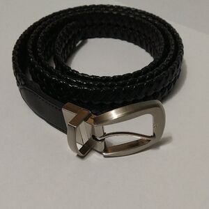 Men's Black Or Brown Reversible Braided Leather Adjustable Belt Size 42-52